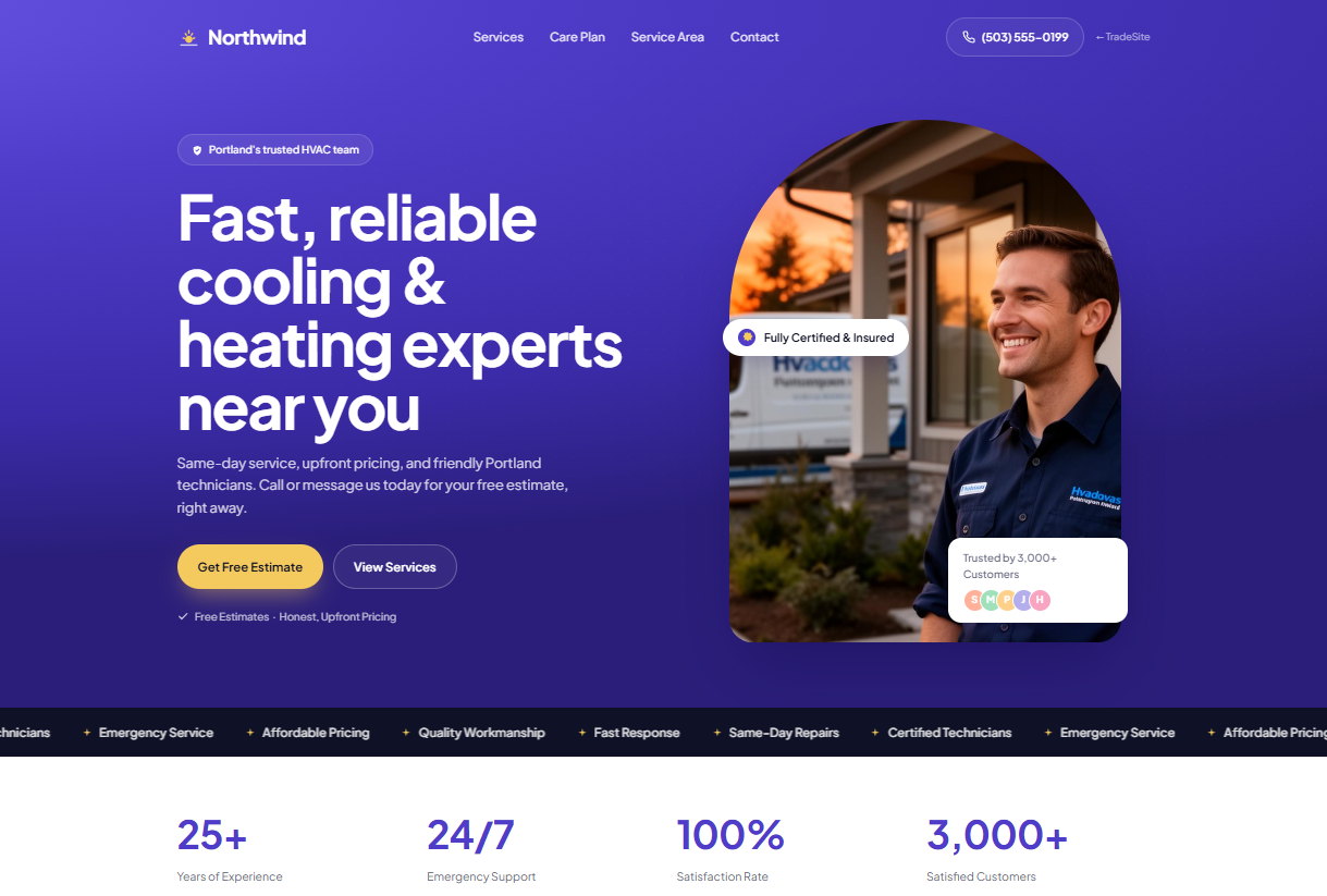 Northwind HVAC website preview
